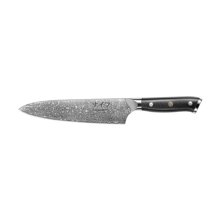 Couteau de chef Damascus By Hâws 32 cm - Noir-acier inoxydable - Hâws