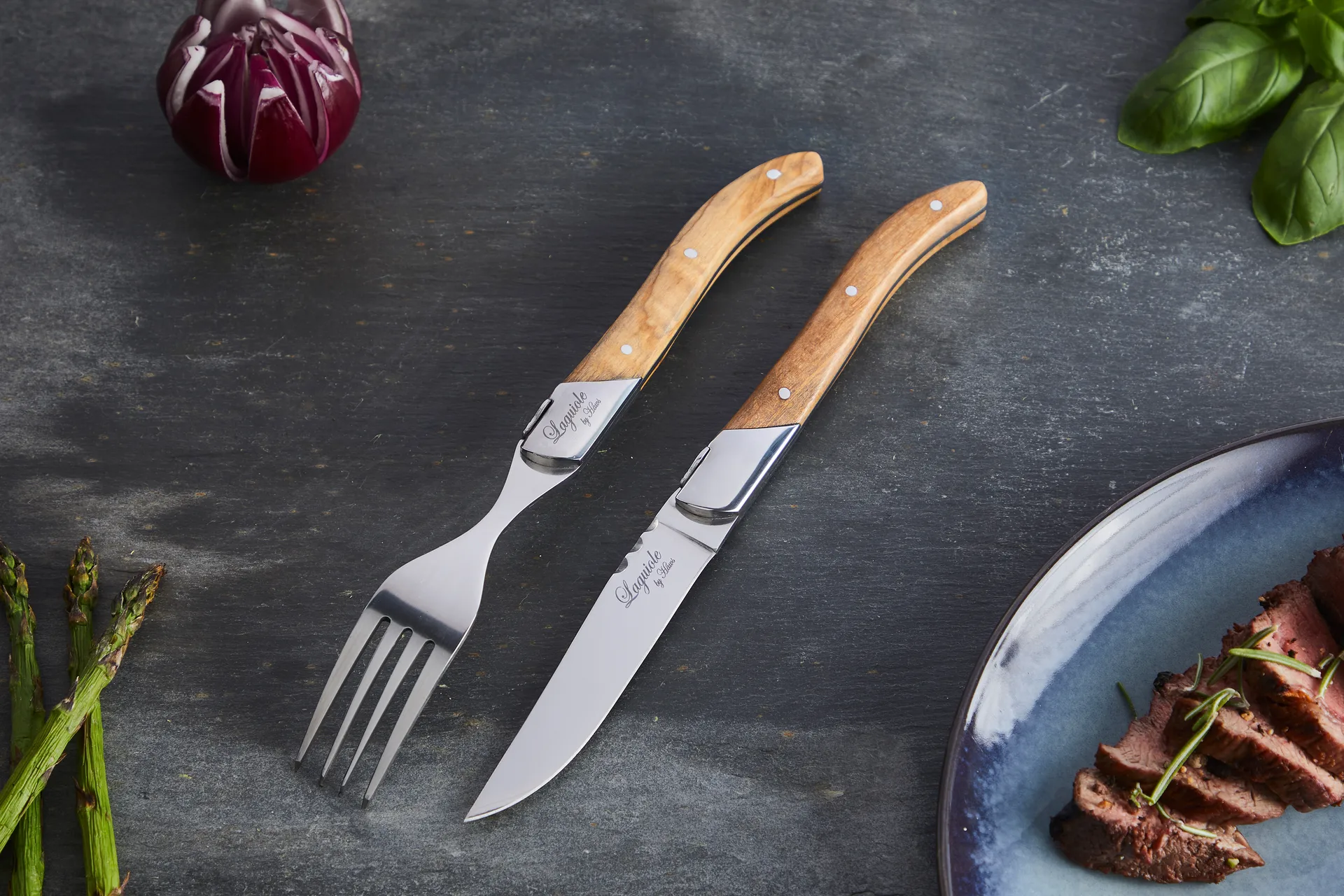 Couverts à steak Laguiole By Hâws 12 pièces, Olive Hâws