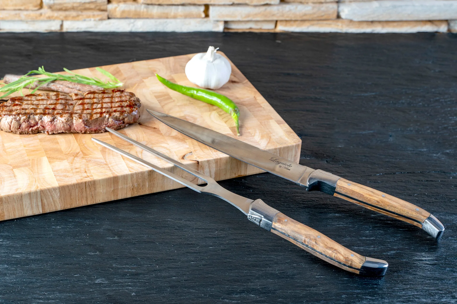 Ensemble à découper Laguiole By Hâws 2 pièces, Olive Hâws