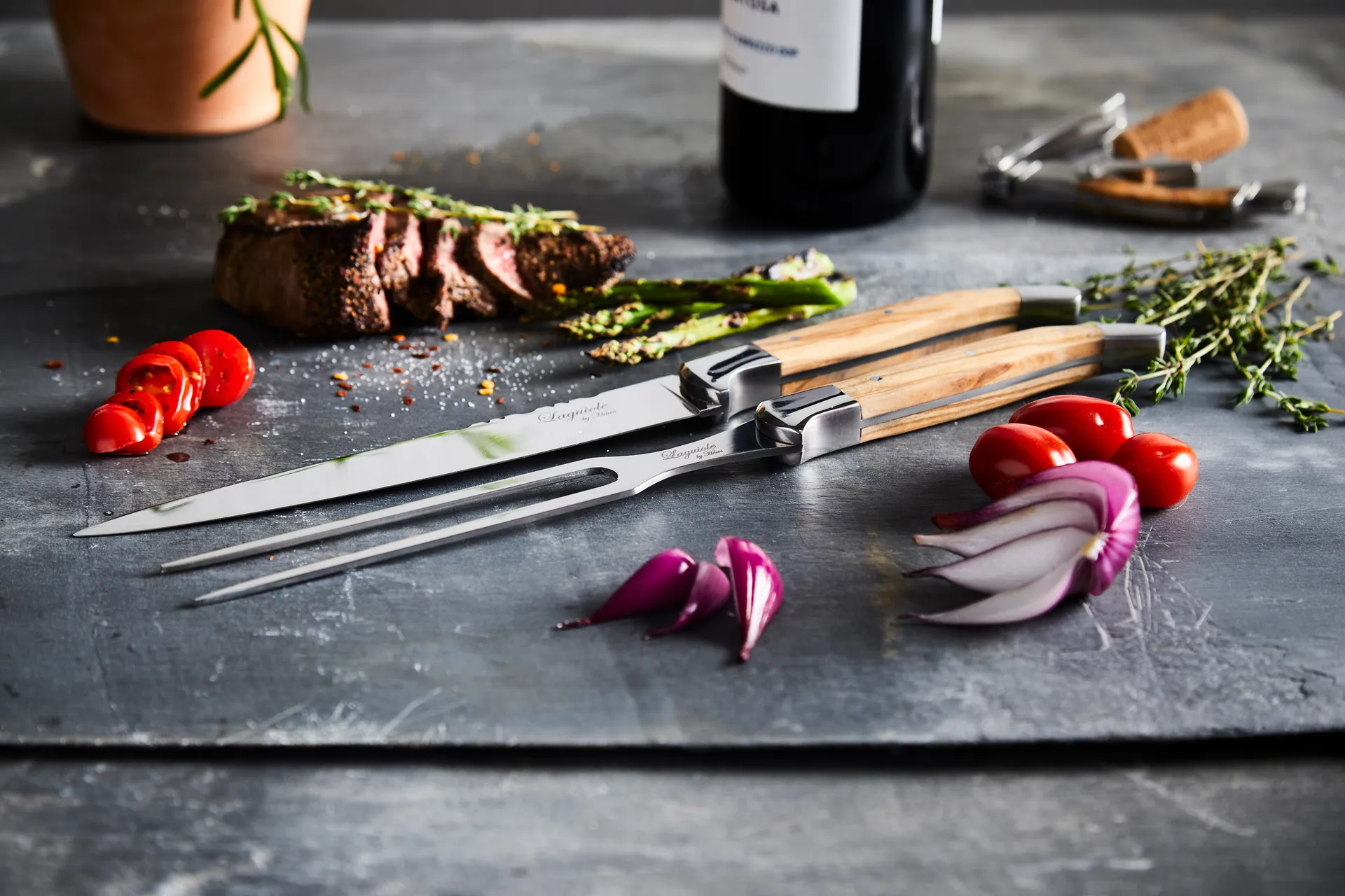 Ensemble à découper Laguiole By Hâws 2 pièces, Olive Hâws