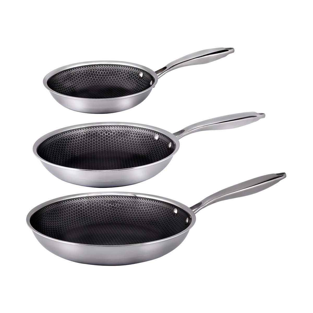 Hâws Ensemble de poêles Hâws Santo hybrid coating 3 pièces Acier inoxydable