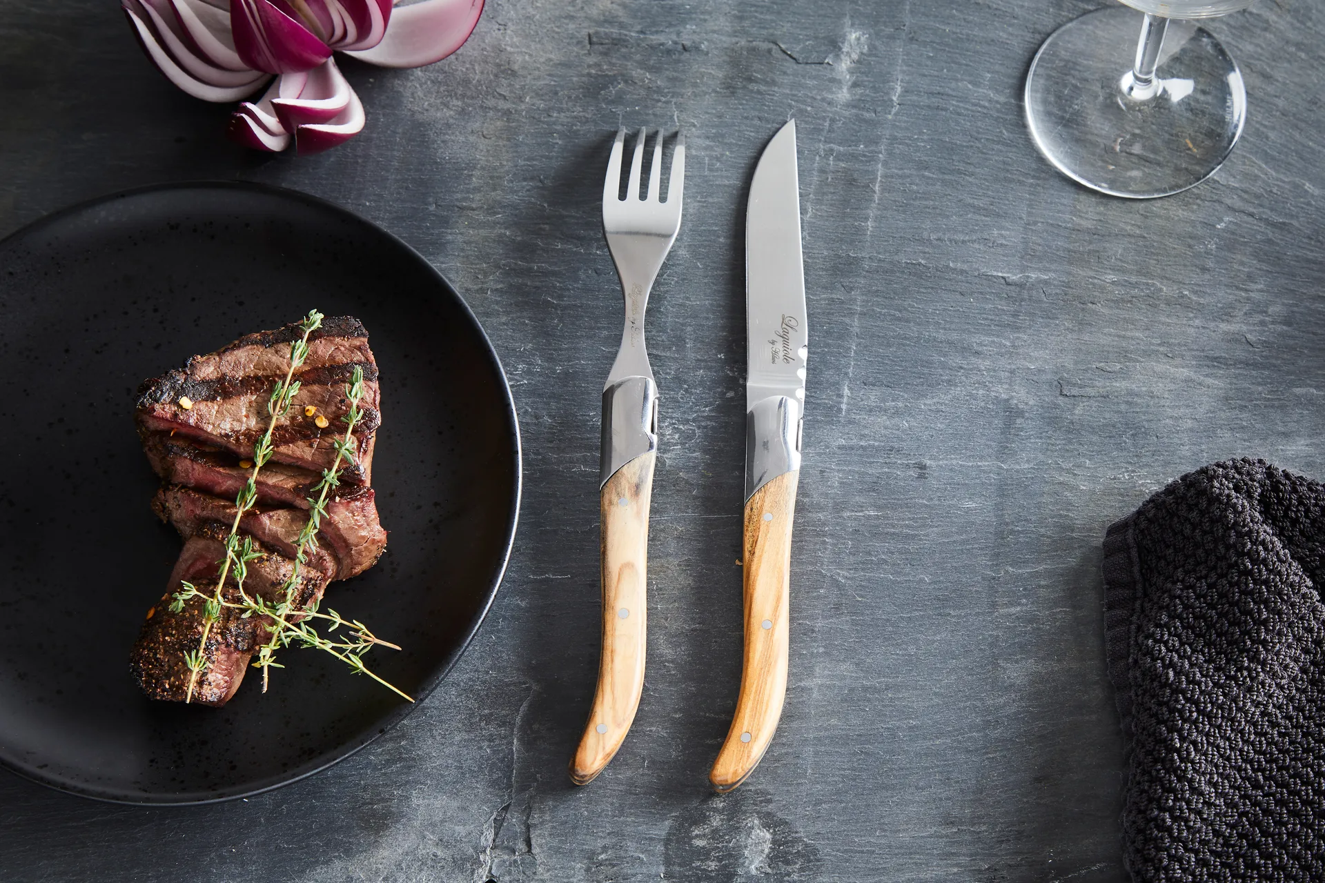 Fourchettes à steak Laguiole By Hâws, lot de 6, Olive Hâws