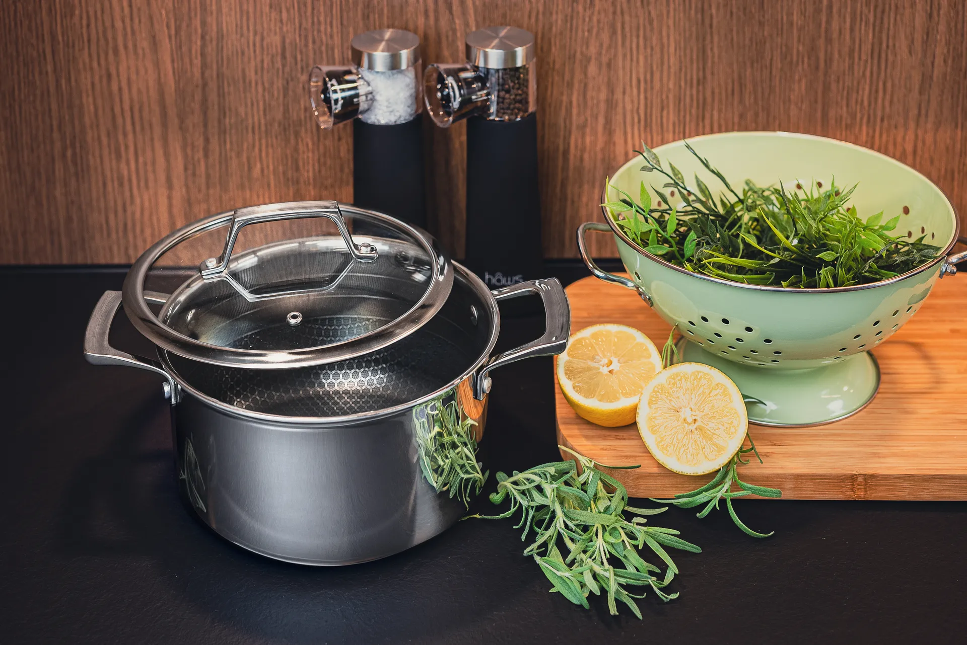 Marmite Hâws Santo hybrid coating avec couvercle 3,4 L, Acier inoxydable Hâws