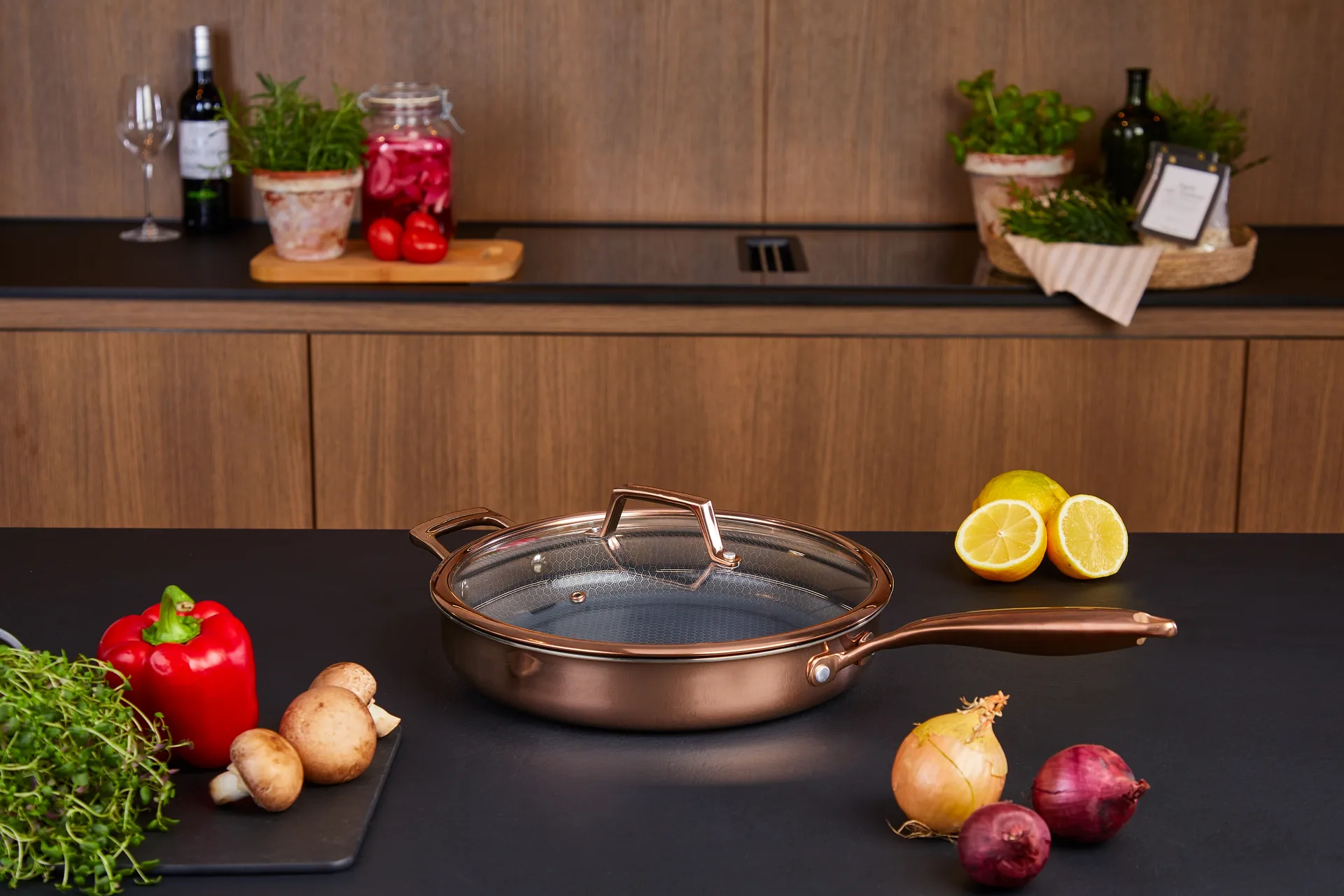 Sauteuse Hâws Santo avec couvercle, revêtement hybride, Or rose Hâws