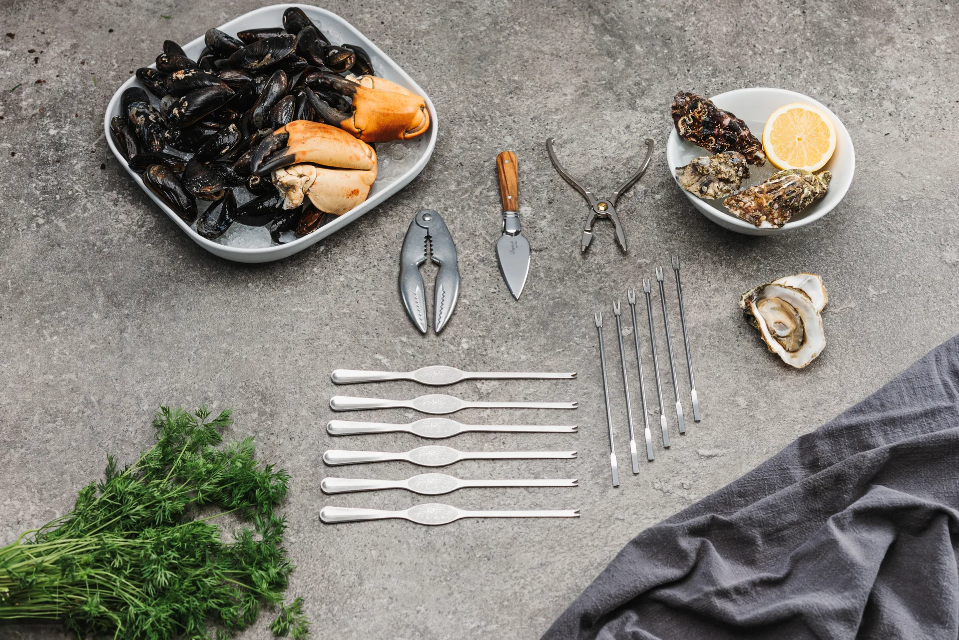 Set de fruits de mer Laguiole By Hâws 15 pièces, Olivier-acier inoxydable Hâws