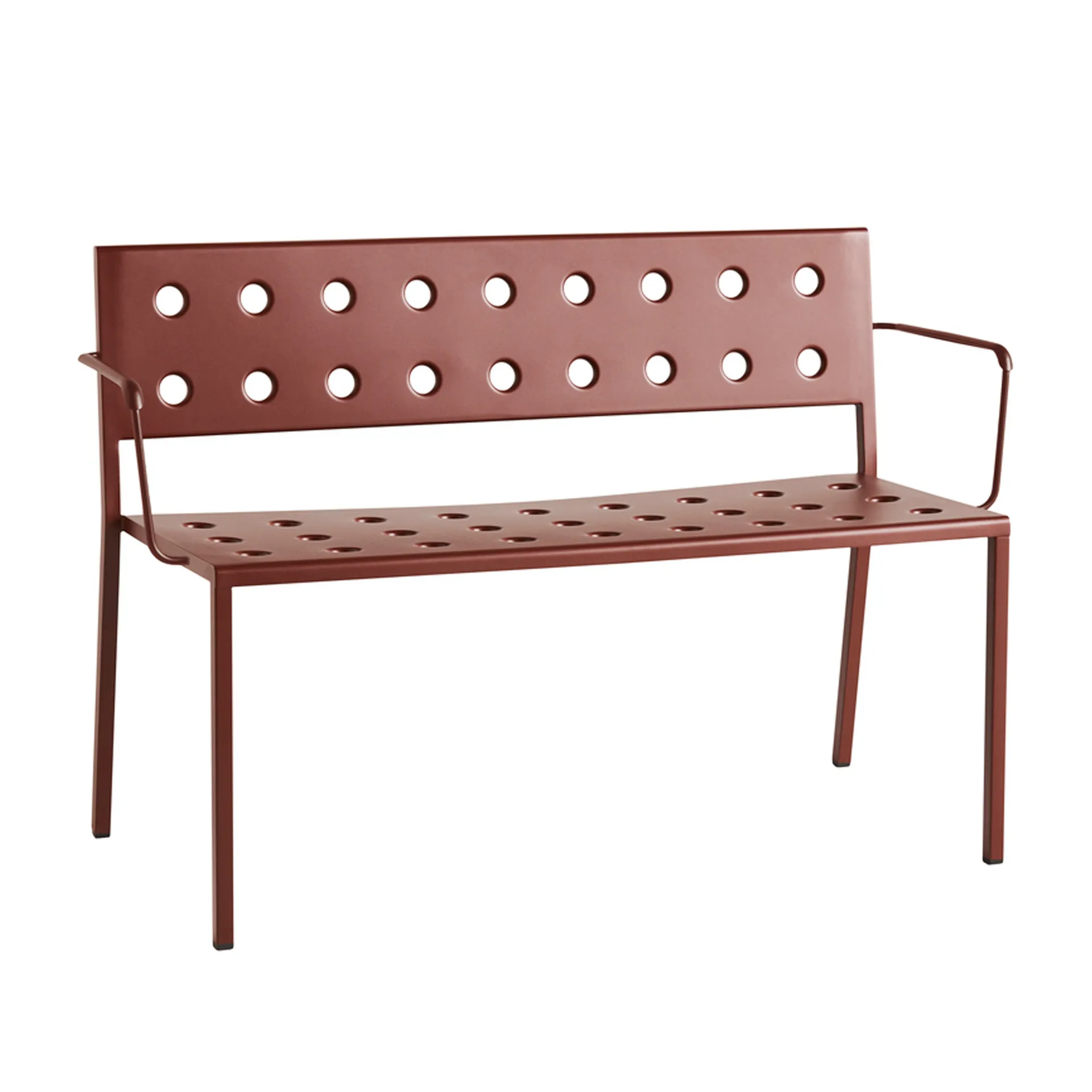 Banc Balcony Dining avec accoudoirs 121x52 cm, Iron red HAY