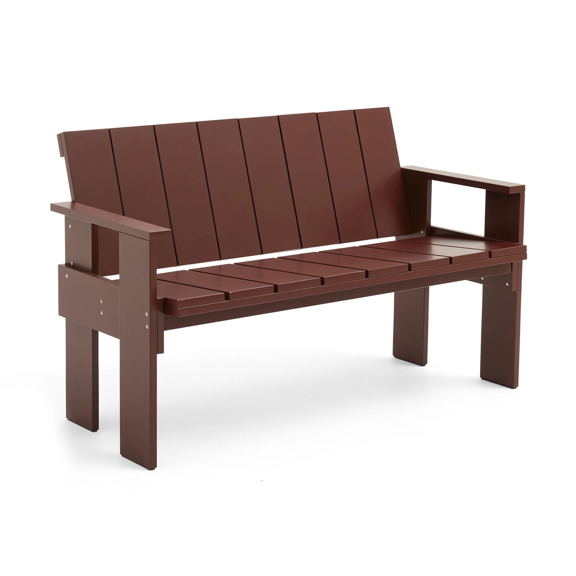 Banc Crate Dining Bench en pin laqué, iron red HAY