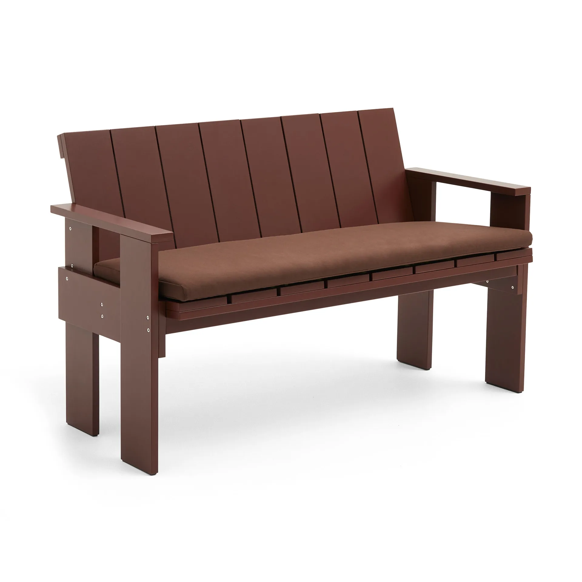 Banc Crate Dining Bench en pin laqué, iron red HAY
