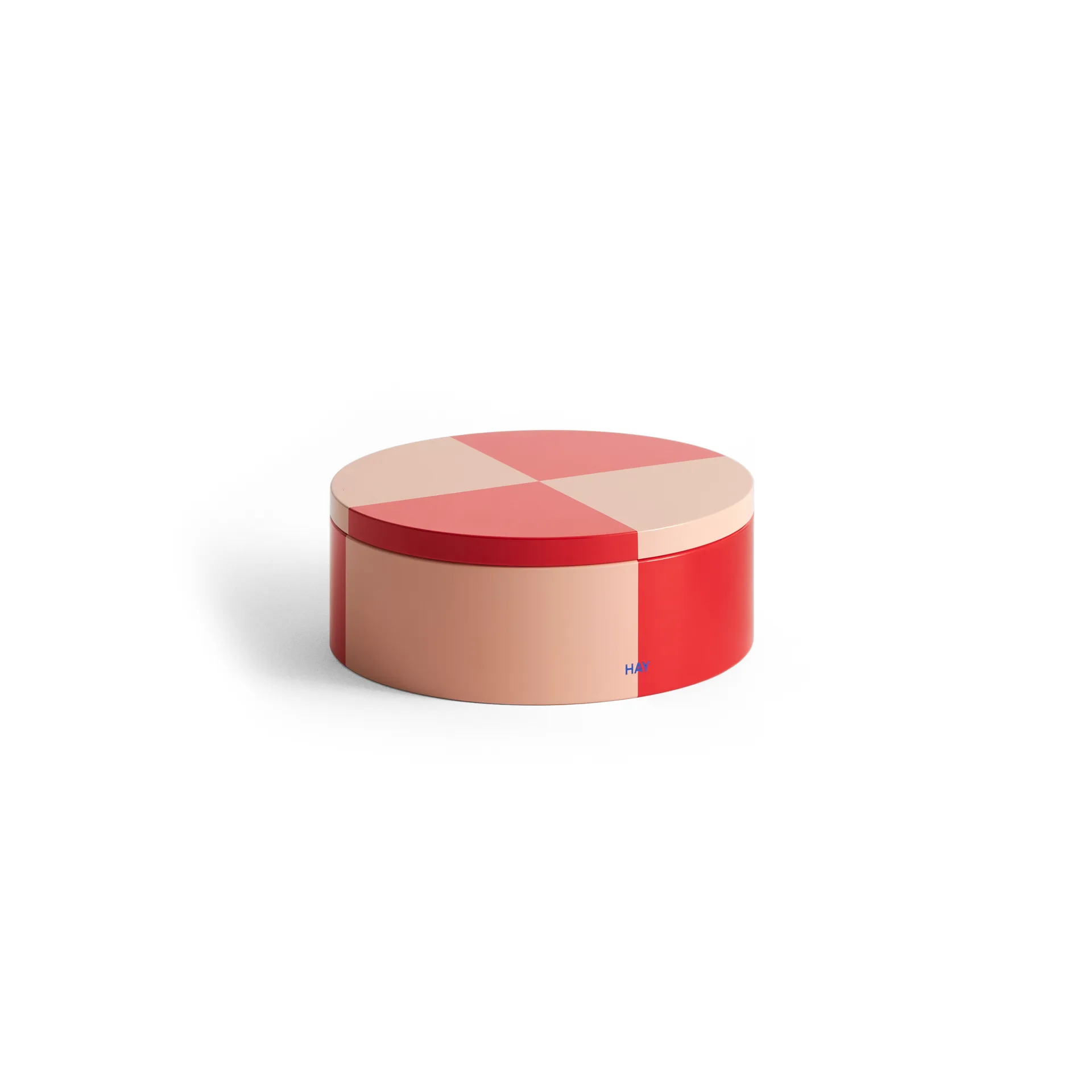 Bocal Tin Container, Round red-soft pink HAY