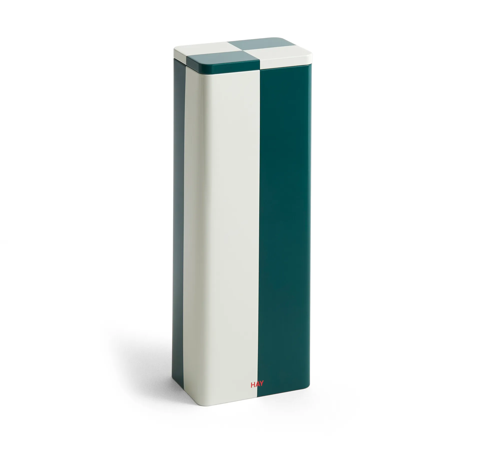 Bocal Tin Container, Slim green-off white HAY