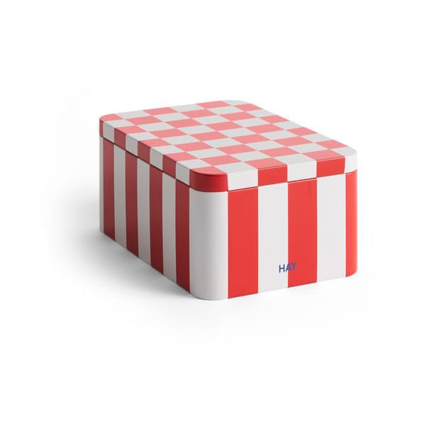 Bocal Tin Container small - Red-off white - HAY