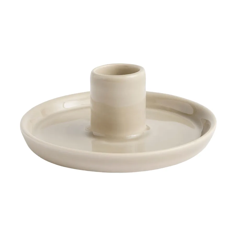 Bougeoir Disc, Warm grey small Ø10x4,8 cm HAY