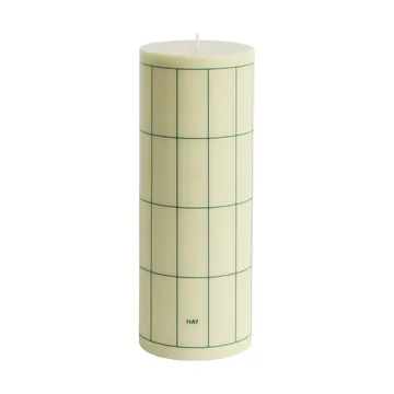 Bougie bloc Column Candle large 25 cm - Light green avec dark green grid check - HAY