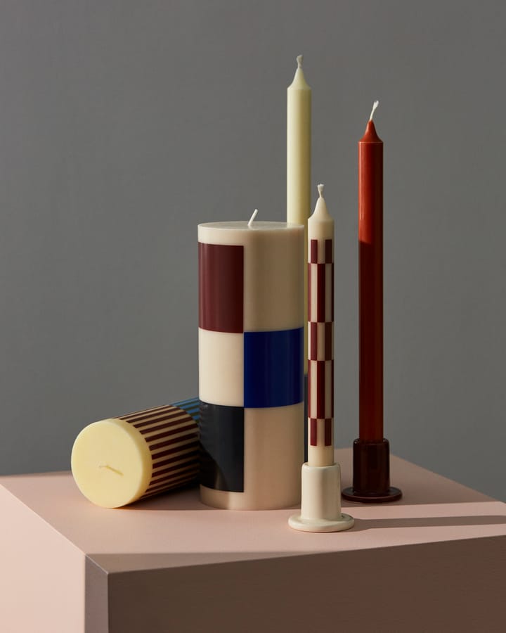Bougie bloc Column Candle large 25 cm, Off white-black-blue-brown HAY