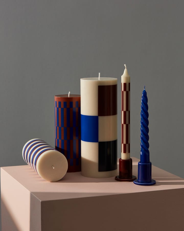 Bougie bloc Column Candle large 25 cm, Off white-black-blue-brown HAY