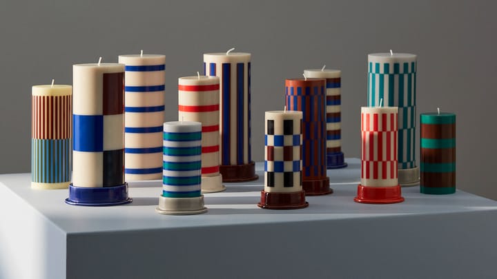 Bougie bloc Column Candle large 25 cm, Off white-black-blue-brown HAY