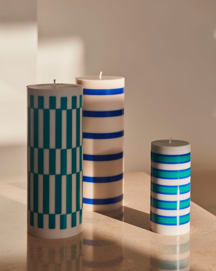 Bougie bloc Column Candle large 25 cm - Off white-blue - HAY