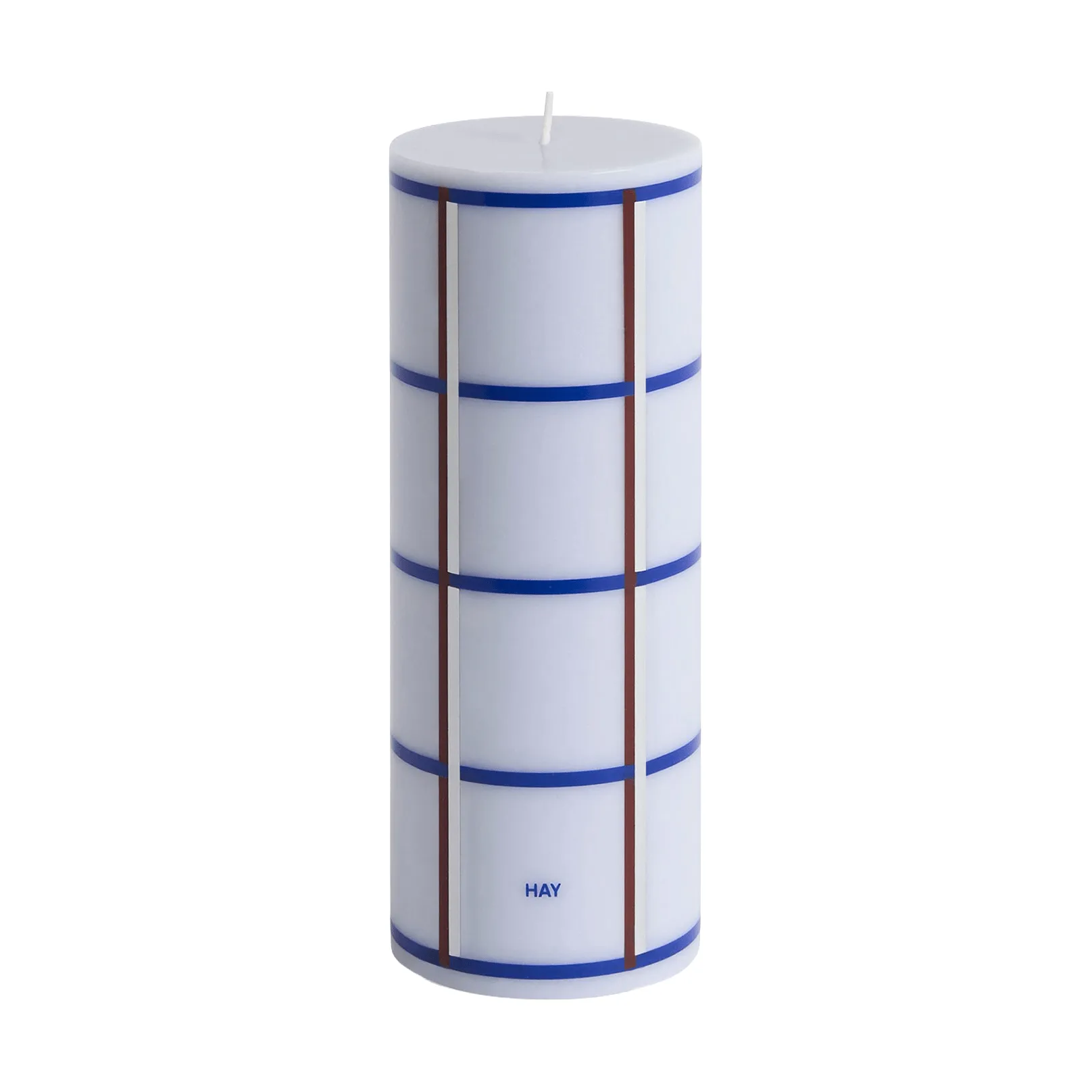 Bougie bloc Column Candle medium 20 cm, Light blue, blue, bordeaux et silver HAY