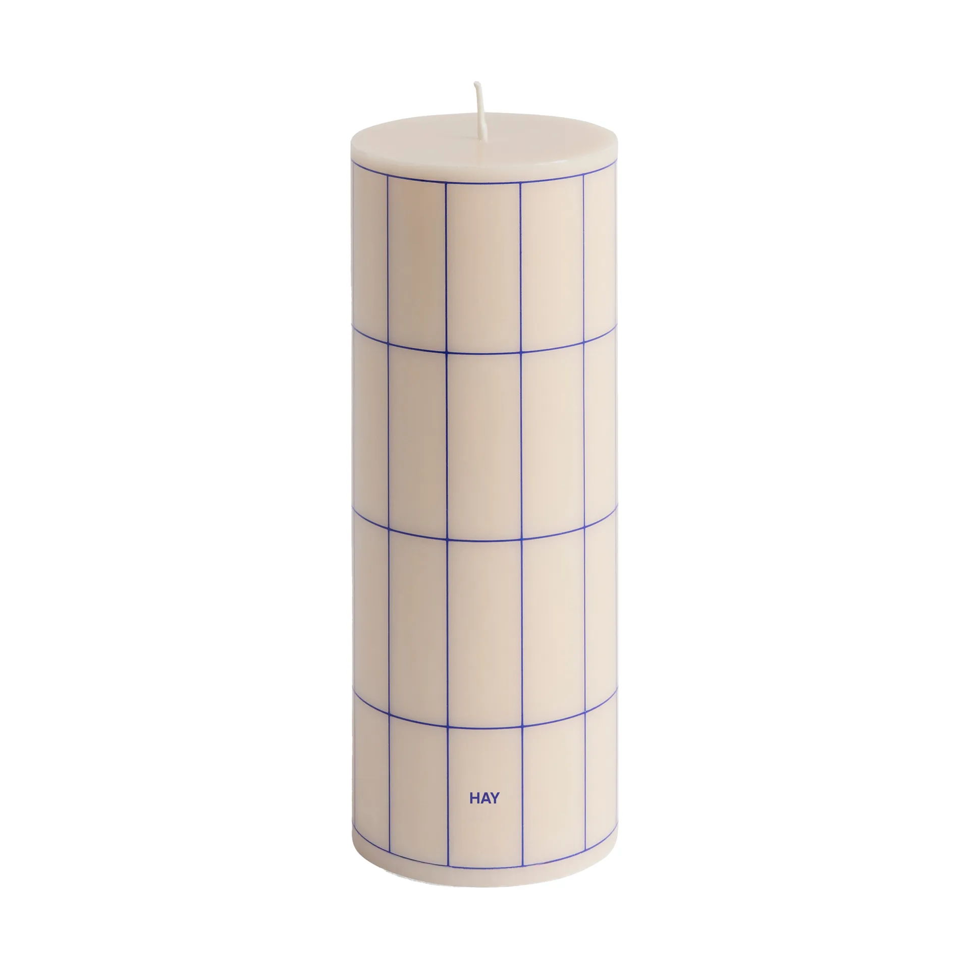 Bougie bloc Column Candle medium 20 cm, Off white-blue grid check HAY