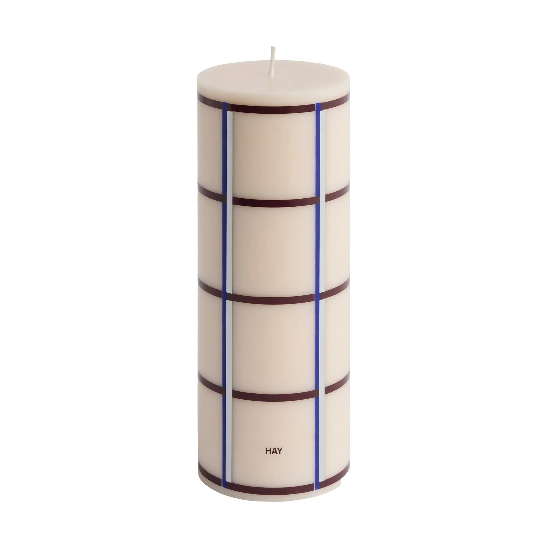 Bougie bloc Column Candle medium 20 cm, Off white-bordeaux-blue-silver HAY