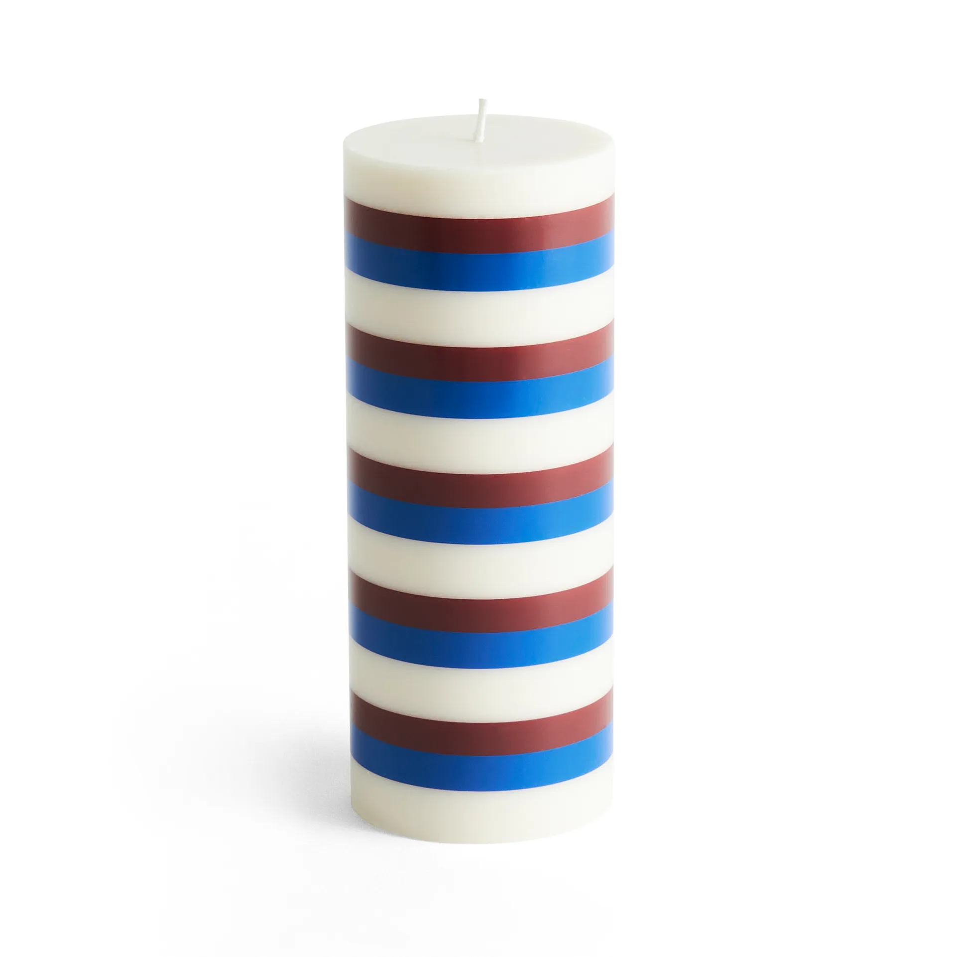 Bougie bloc Column Candle medium 20 cm, Off white-brown-blue HAY