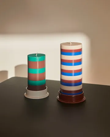 Bougie bloc Column Candle medium 20 cm - Off white-brown-blue - HAY