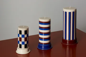 Bougie bloc Column Candle medium 20 cm - Off white-brown-blue - HAY