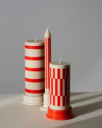 Bougie bloc Column Candle medium 20 cm - Off white-red - HAY