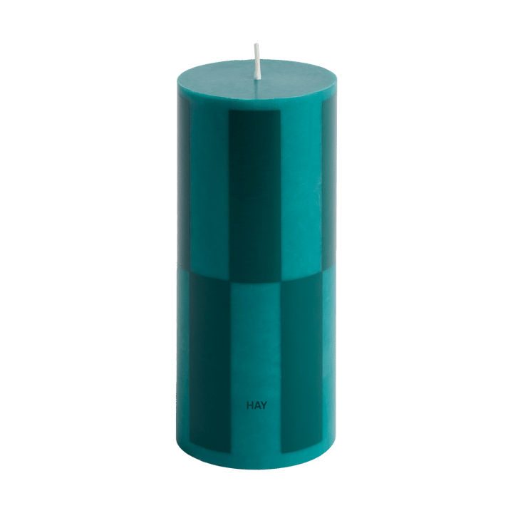 Bougie bloc Column Candle small 15 cm - Green-dark green large check - HAY