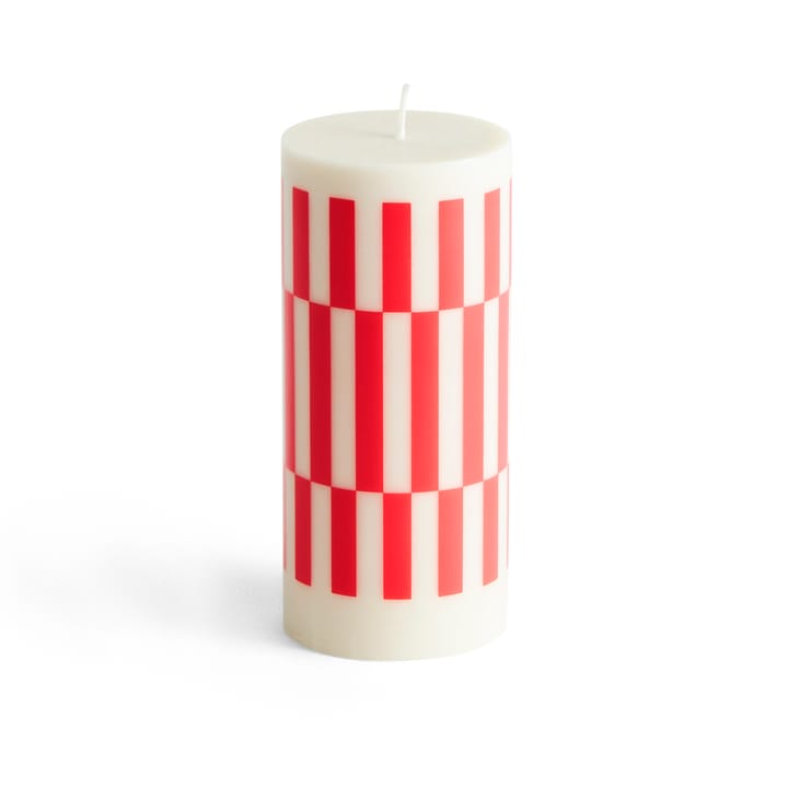 Bougie bloc Column Candle small 15 cm - Off white-red - HAY