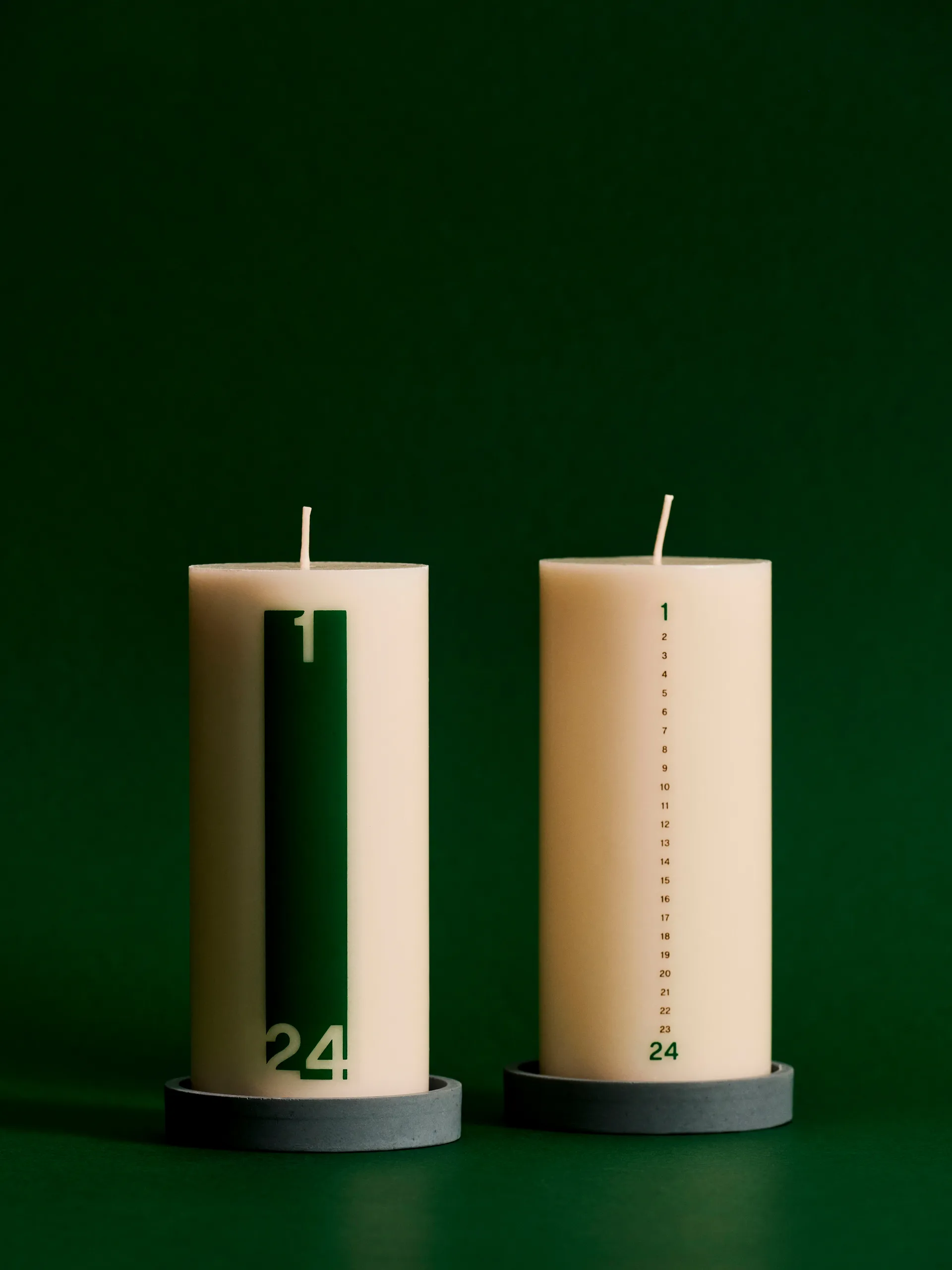 Bougie calendrier et photophore 6,8 cm, Bold Off white-green HAY
