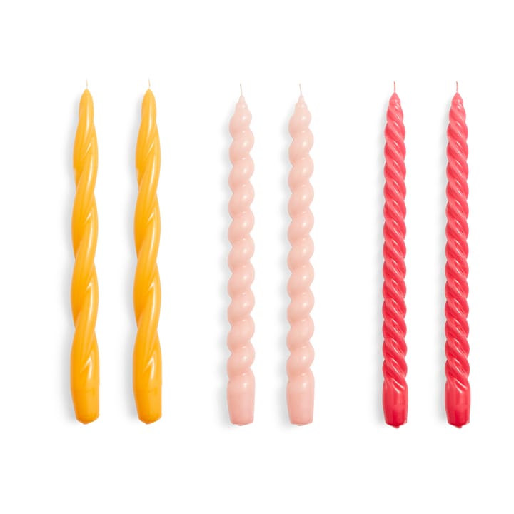 Bougie Candle Long Twist/Spiral mix lot de 6 - Rose-raspberry - HAY