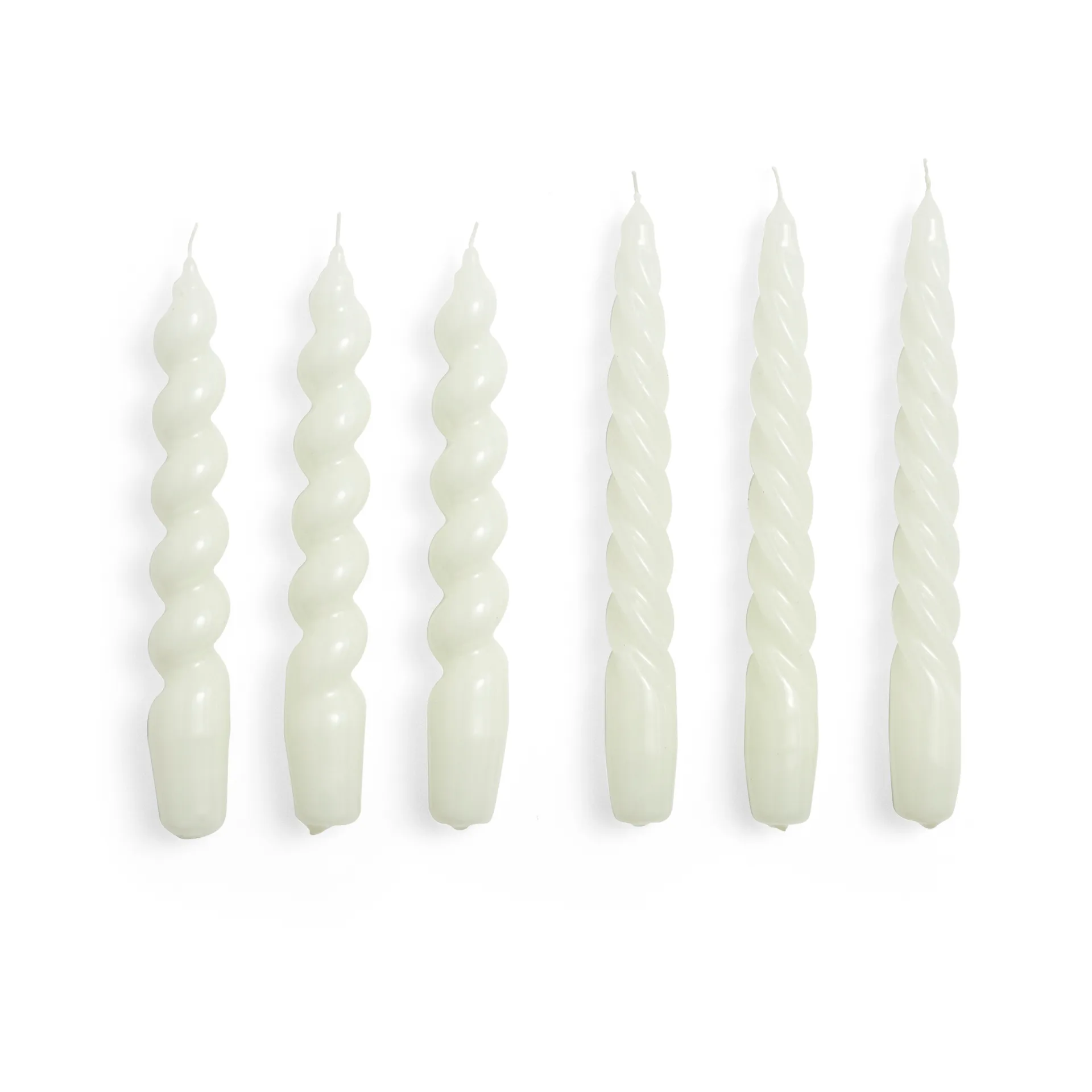 Bougie Candle Small Twist/Spiral mix lot de 6, Off-white HAY