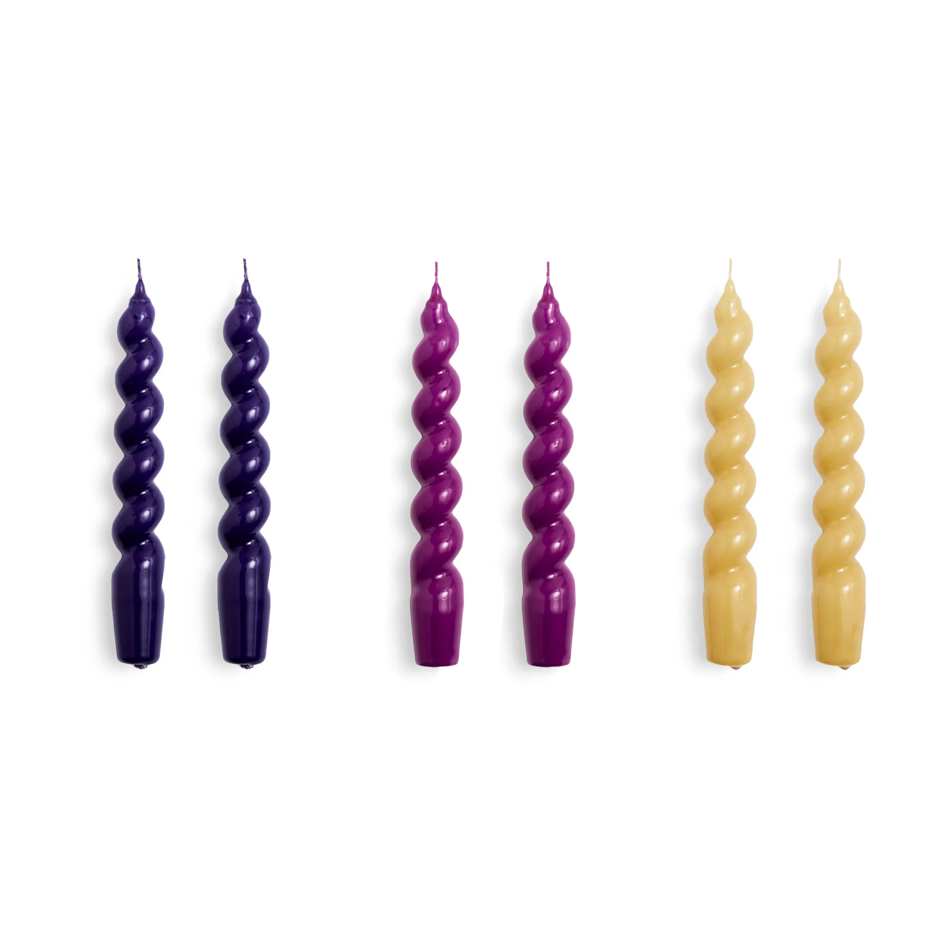 Bougie Candle Spiral Lot de 6, Purple-fuschia-mustard HAY