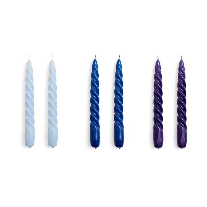 Bougie Candle Twist Lot de 6, Light blue-blue-purple HAY