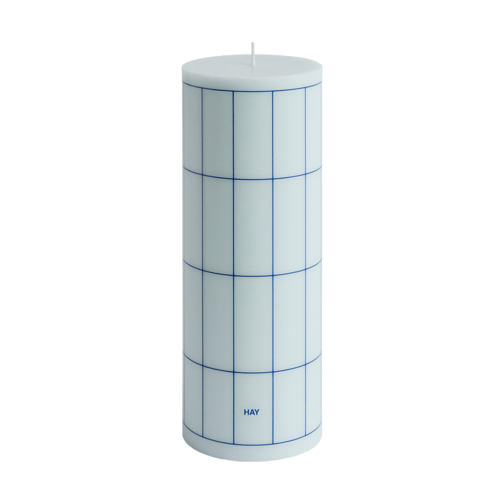 Bougie Column Candle large 25 cm - Light blue-blue grid check - HAY
