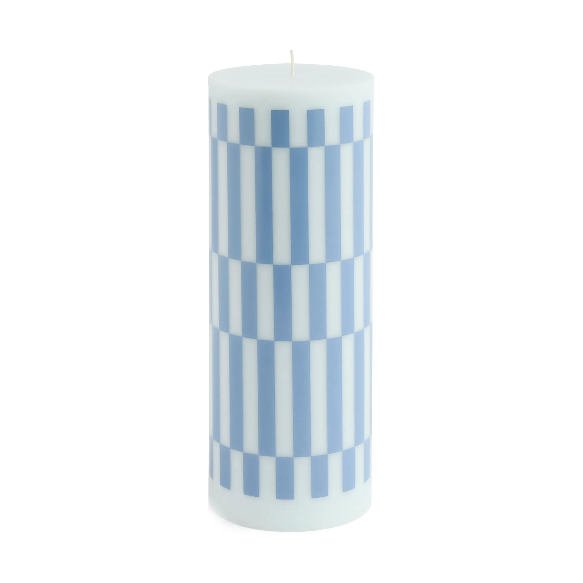 Bougie Column Candle large 25 cm, Light blue-dusty blue check HAY
