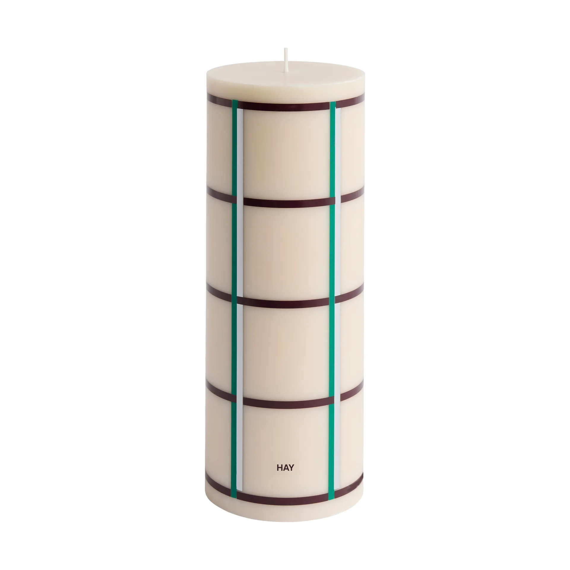 Bougie Column Candle large 25 cm, Off white-green bordeaux-silver HAY