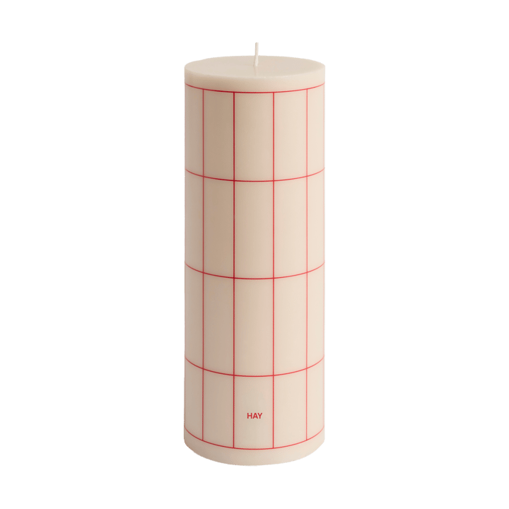 Bougie Column Candle large 25 cm - Off white-red grid check - HAY