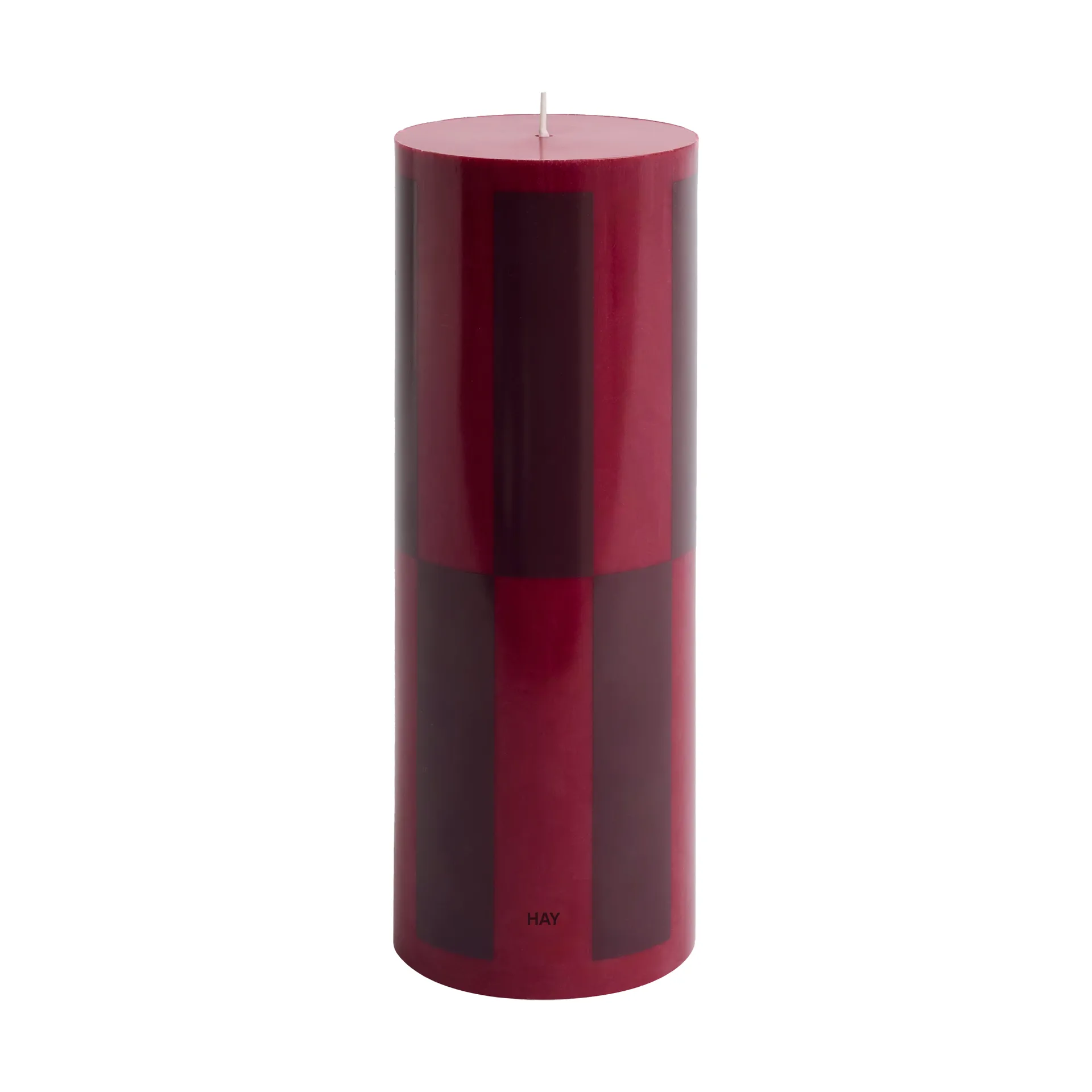 Bougie Column Candle large 25 cm, Wine-bordeaux large check HAY