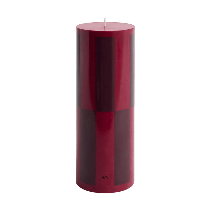 Bougie Column Candle large 25 cm - Wine-bordeaux large check - HAY