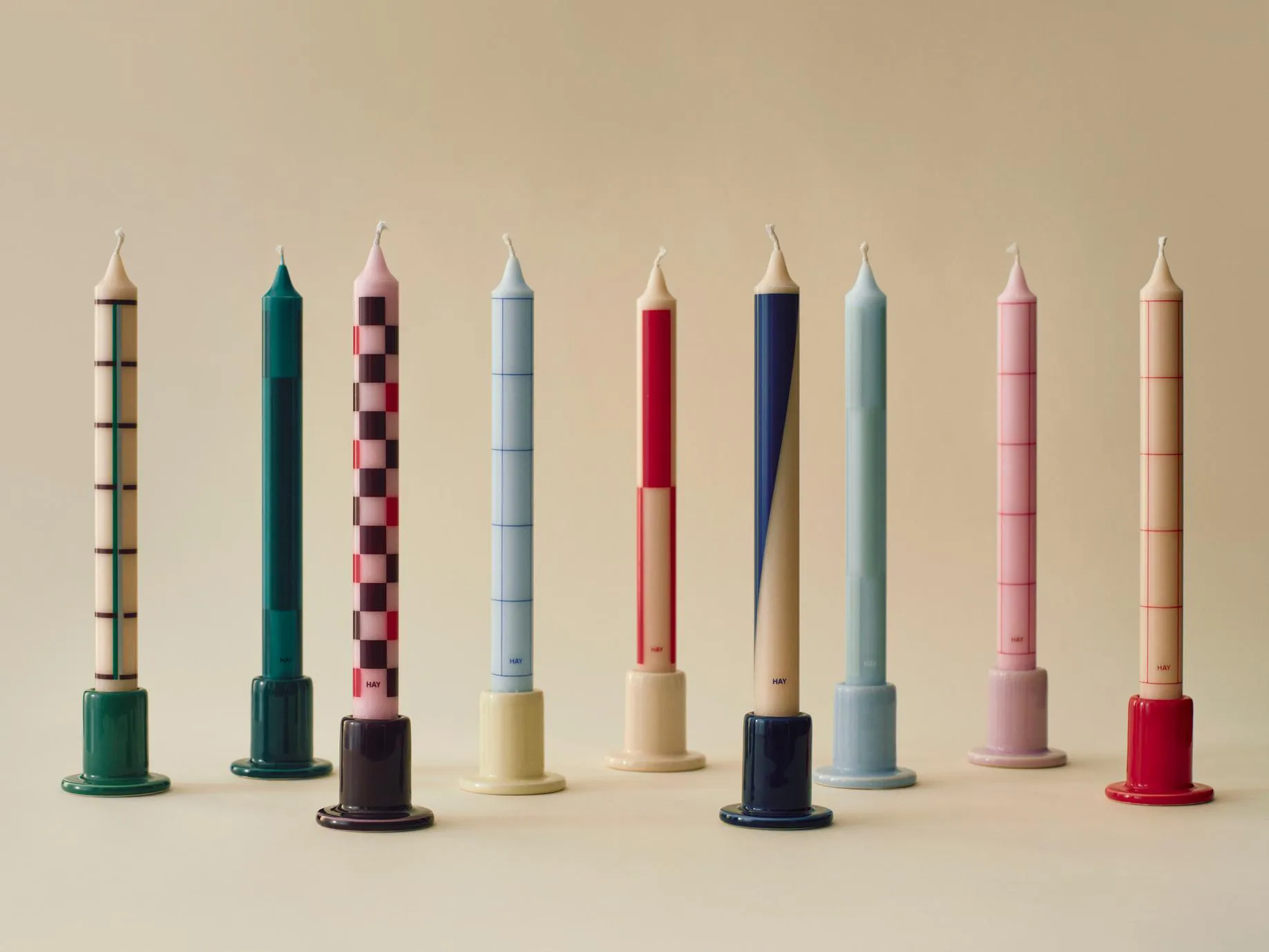 Bougie Pattern mix lot de 4, Cream-dark HAY