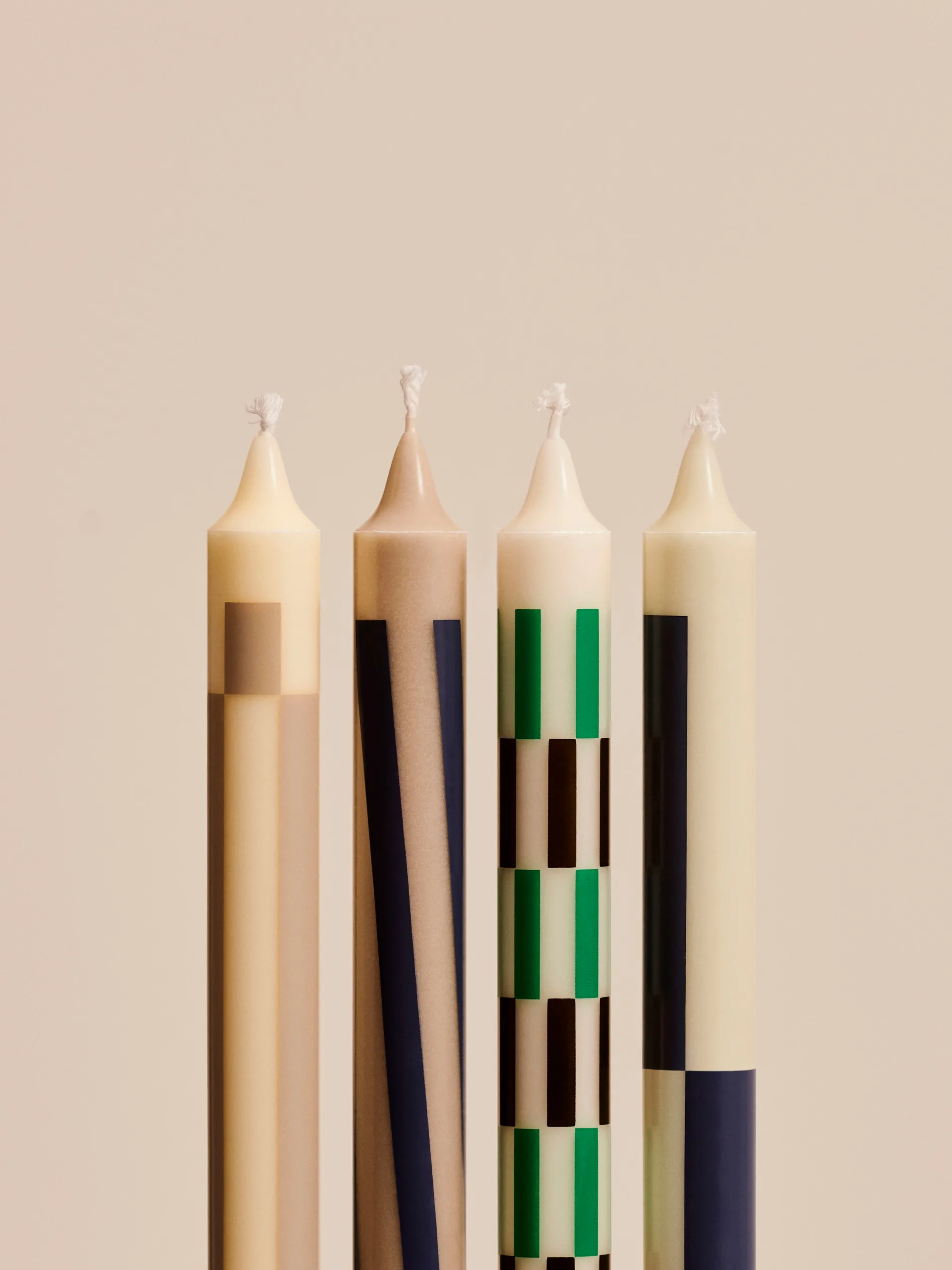 Bougie Pattern mix lot de 4, Cream-dark HAY