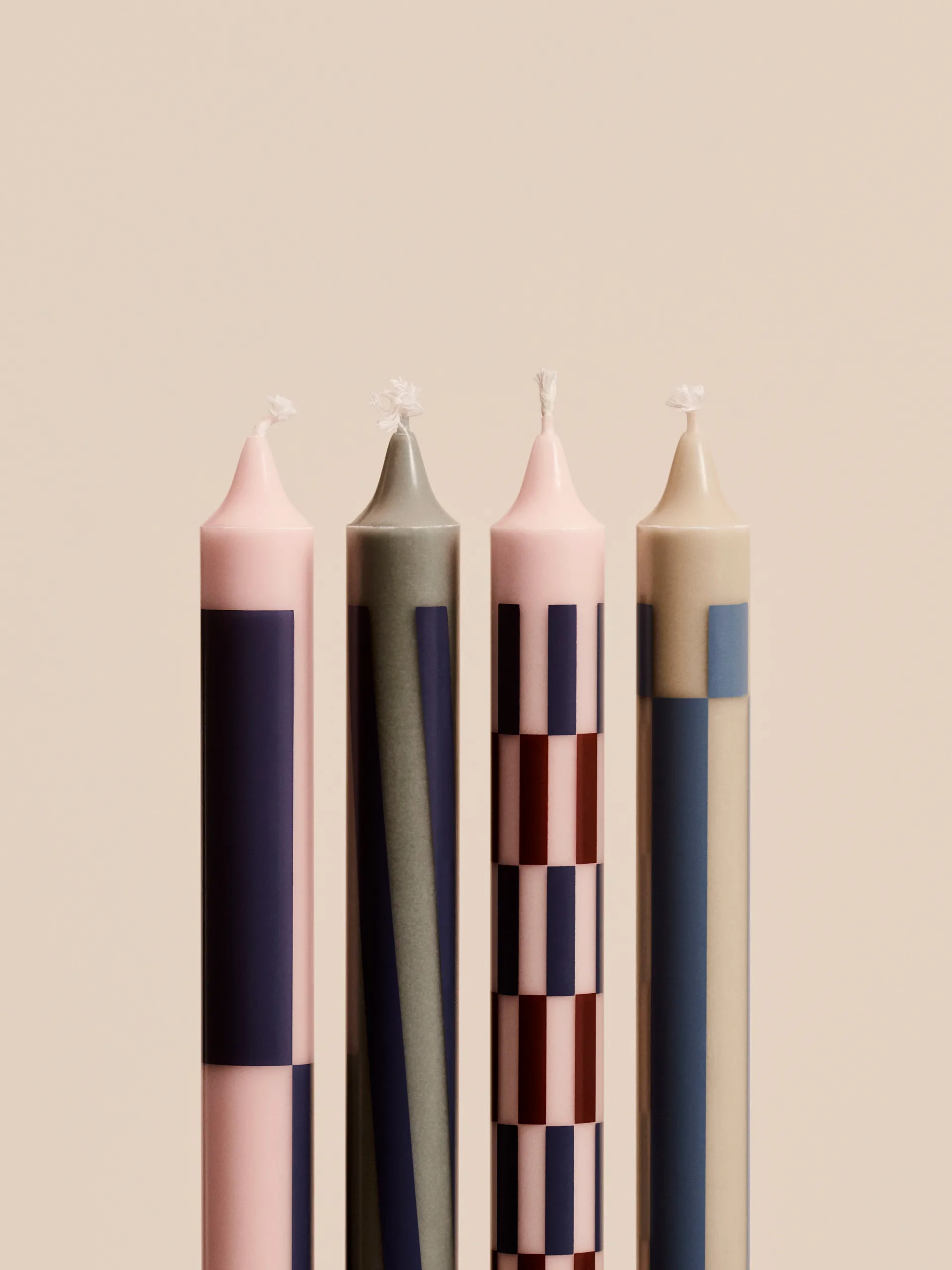 Bougie Pattern mix lot de 4, Light pink-blue HAY