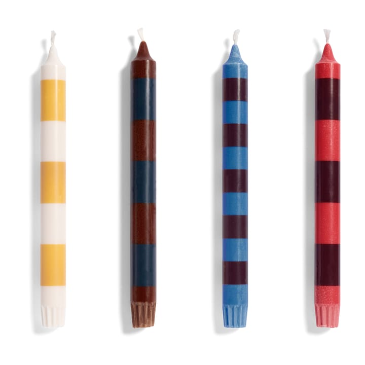 Bougie Stripe Lot de 4, Bright HAY