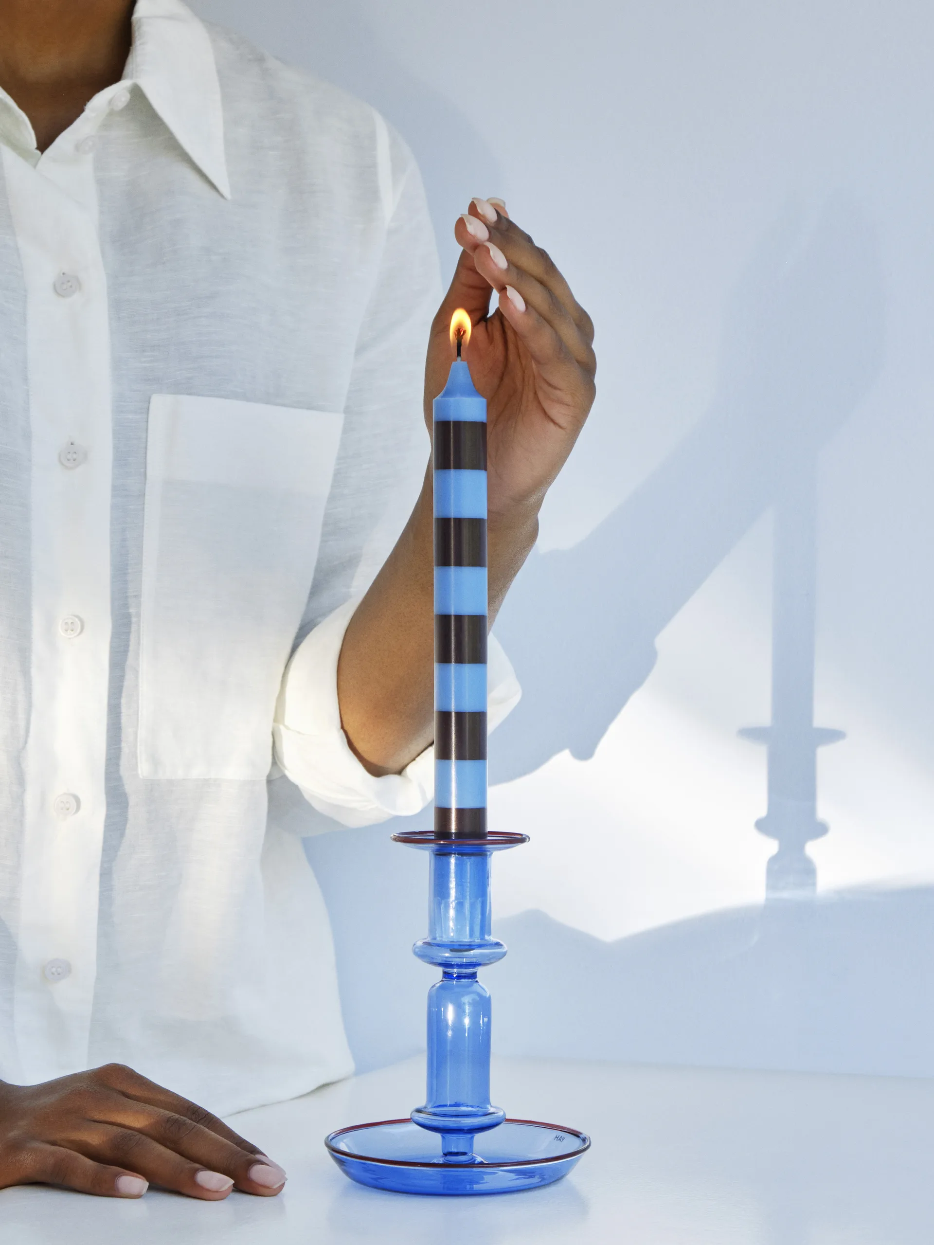 Bougie Stripe Lot de 4, Bright HAY