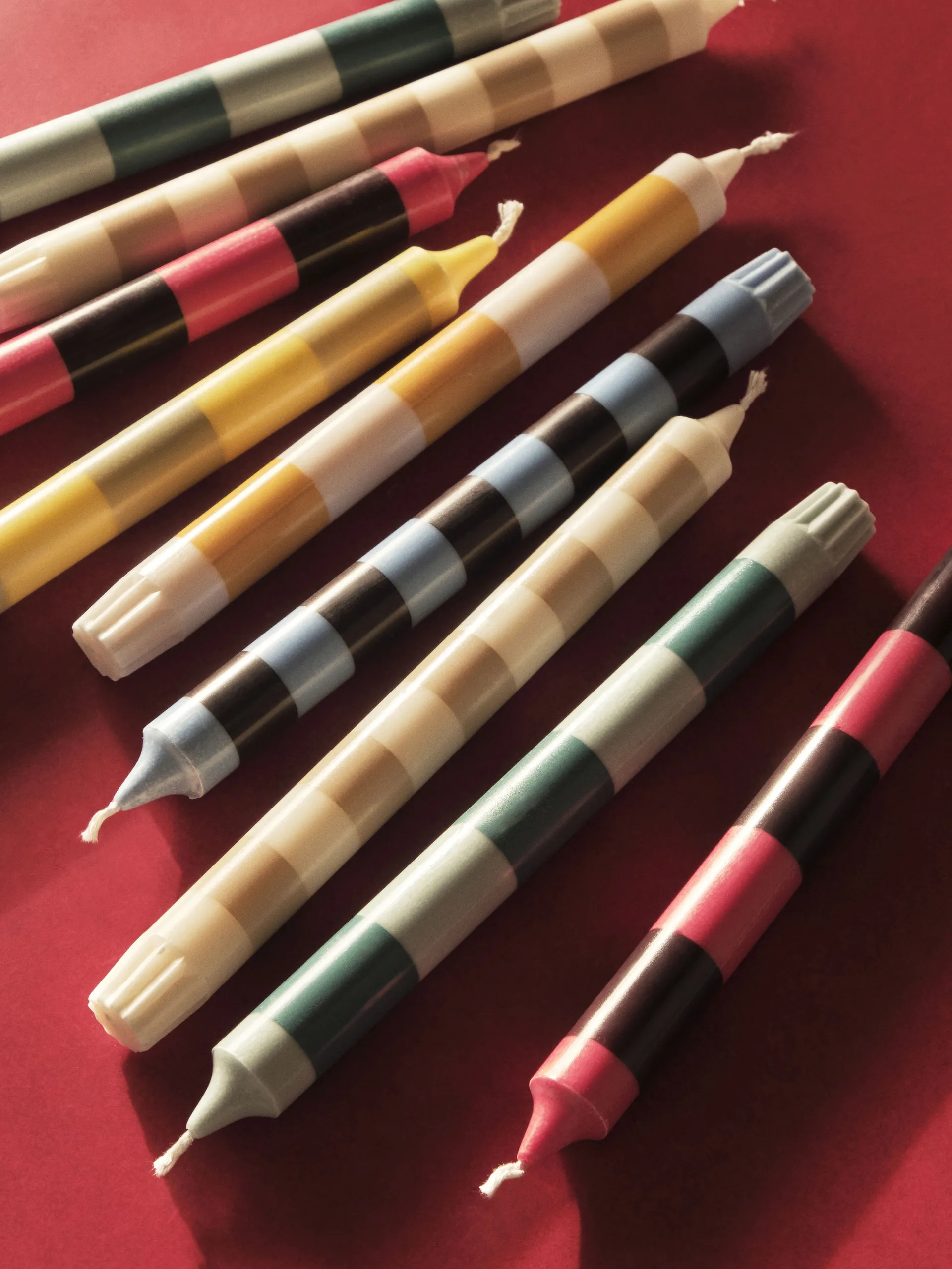 Bougie Stripe Lot de 4, Bright HAY