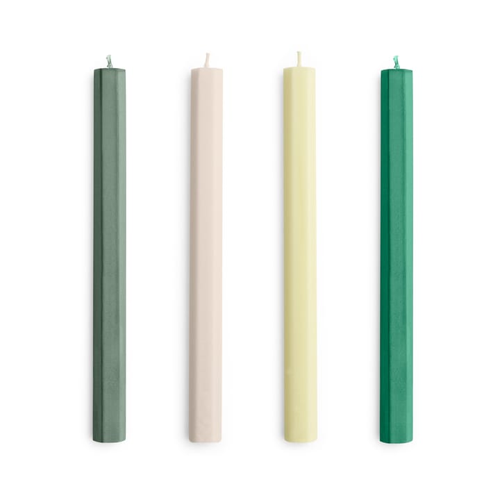 Bougies Hexagon Candle, lot de 4 - Greens-whites - HAY