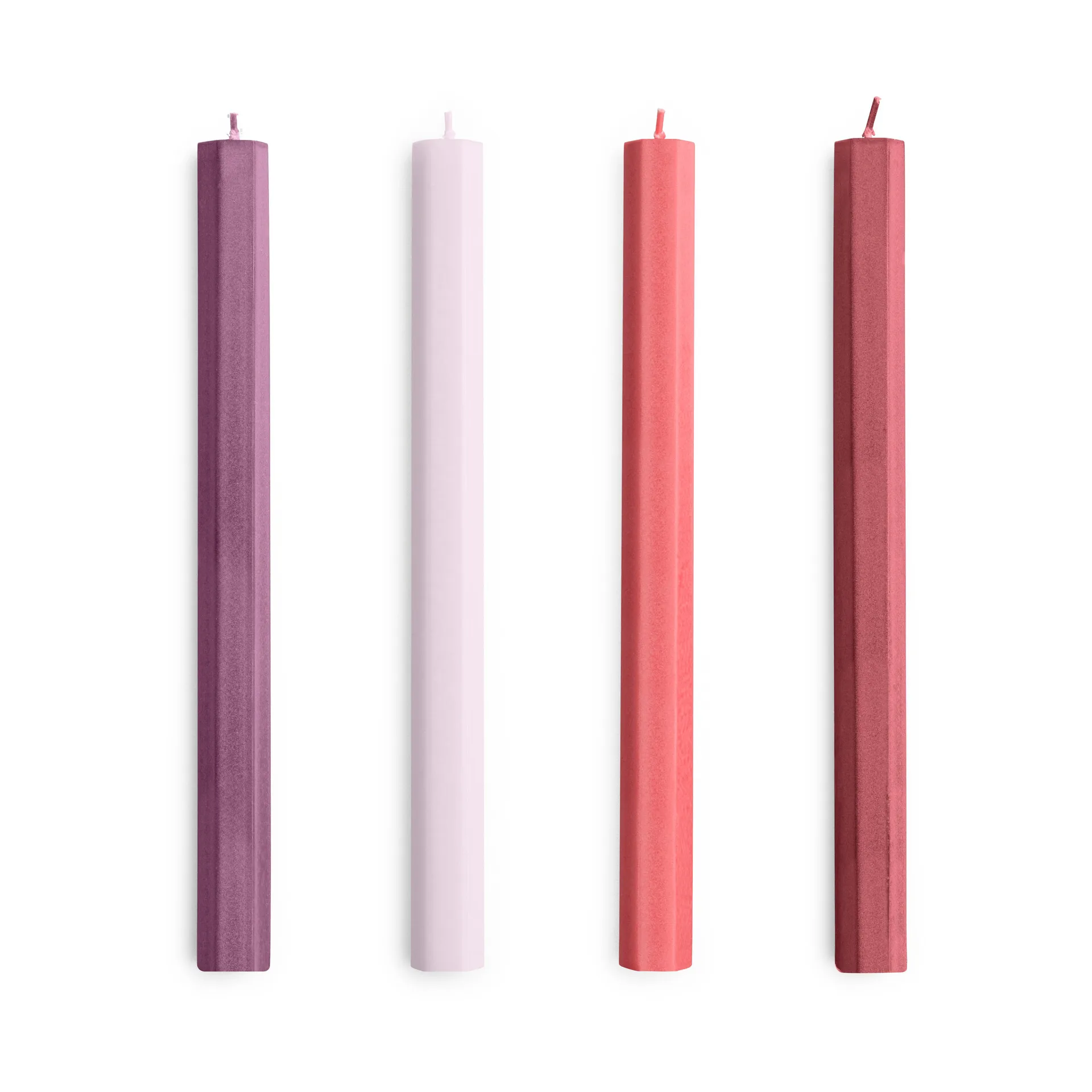 Bougies Hexagon Candle, lot de 4, Reds-bordeaux HAY