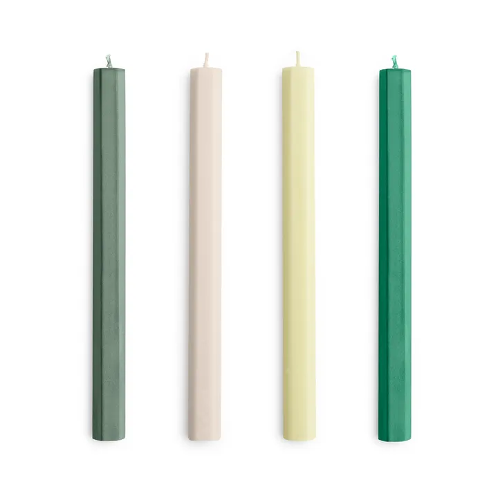 Bougies Hexagon Candle mix lot de 4 - Greens-whites - HAY